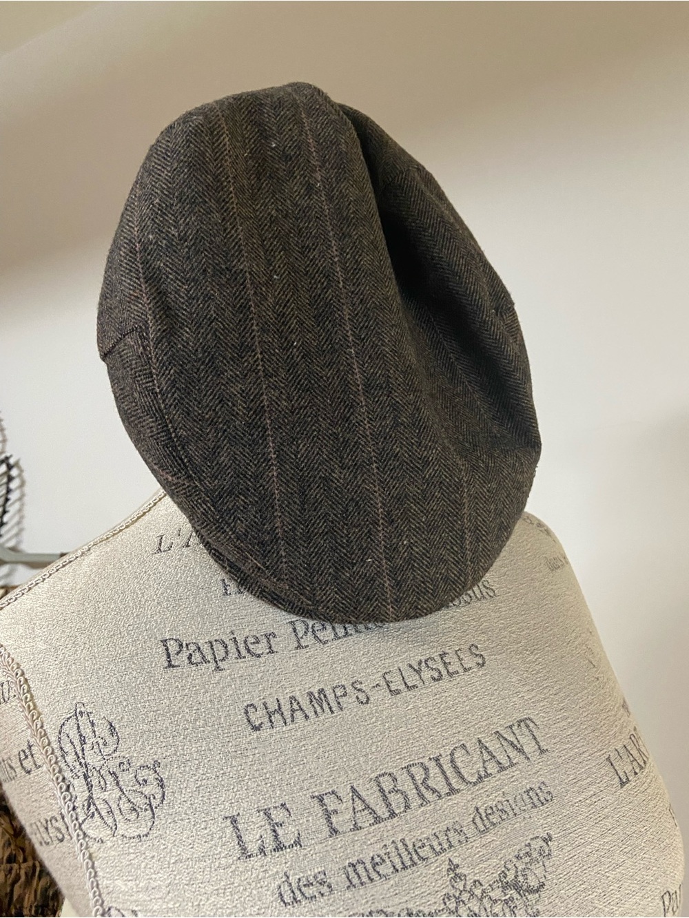 Peter Grimm Classic Brown Herringbone Newsboy Cap